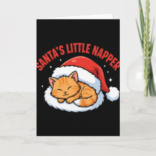 Cartão Pequeno Soneca do Papai Noel Gato Engraçado de Nat