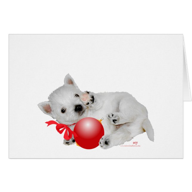 Cartão Pequeno Westie com Enfeite (Frente Horizontal)