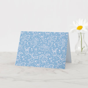 Cartão Pequenos Corações e Bunnies - padrão transparen