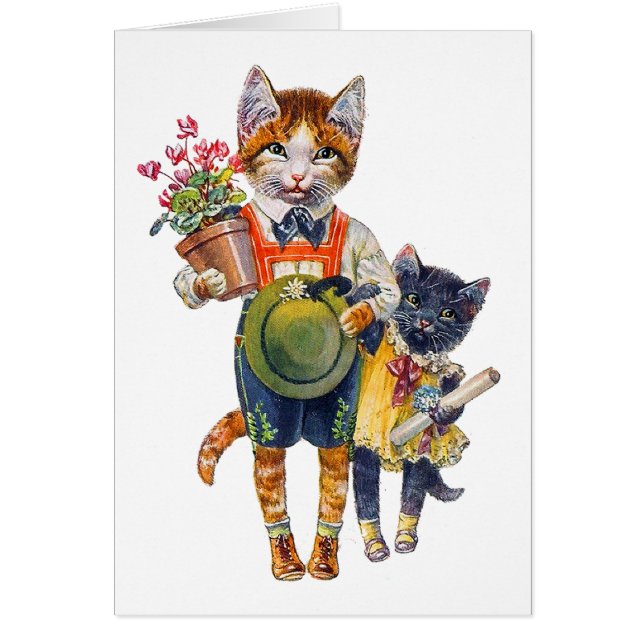 Cartão Pequenos Gatos Adoráveis Com Presentes (Frente)