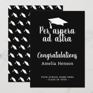 Cartão Per aspera ad astra Latin Congrat Graduação Boné