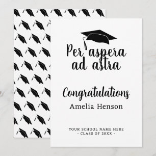 Cartão Per aspera ad astra Latin Congrat Graduação Boné