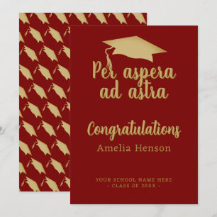 Cartão Per aspera ad astra Latin Congrat Graduação Cap