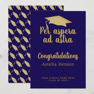 Cartão Per aspera ad astra Latin Congrat Graduação Chapéu