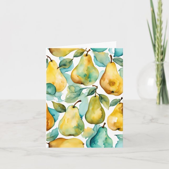 Cartão Pêras Arte Aquarela  (Frente)