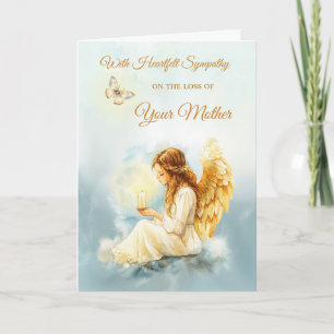 Cartão Perda da Mãe Simpatia Anjo Vela Borboleta