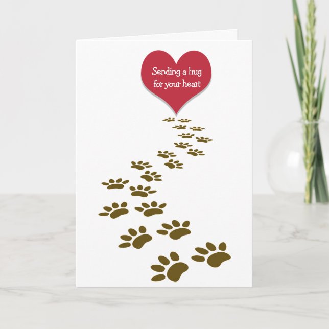 Cartão Perda de Pawprint Pet e Coração (Frente)