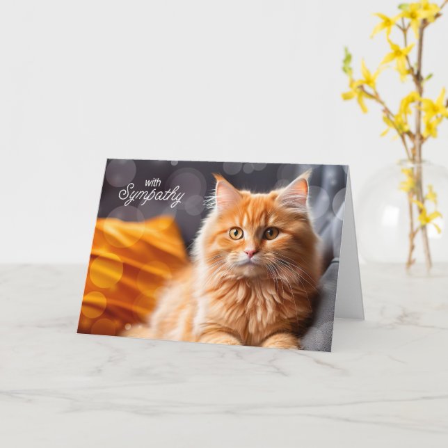 Cartão Perda de um Gato Laranja Tabby Pet Simpático (Flor Amarela)