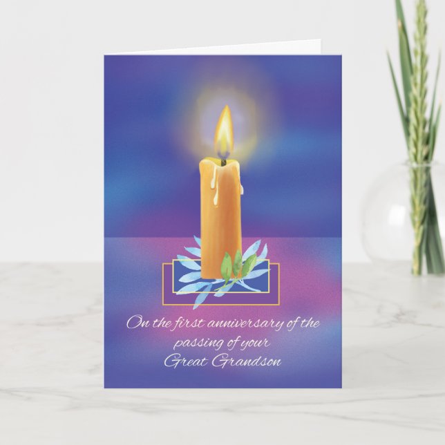 Cartão Perda do Bisneto Primeiro Aniversário Religioso (Frente)