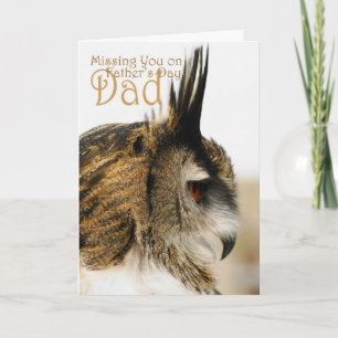 Cartão Perdendo você no dia de os pais, Eagle Owl reflete