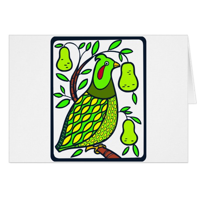 Cartão Perdiz na árvore de pera (Frente Horizontal)