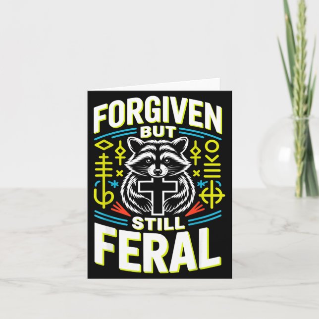 Cartão Perdoado Mas Ainda Feral Guaxinim Cota Cristã 7 (Frente)