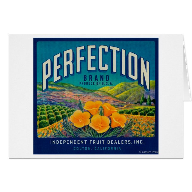 Cartão Perfecção Laranja LabelColton, CA (Frente Horizontal)