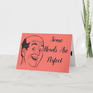 Cartão  Perfect 50th Birthday Retro Bald Man Head Coral 