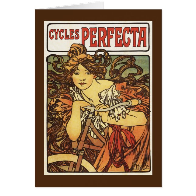Cartão Perfecta Bicicletas com Publicidade de Mulher Post (Frente)