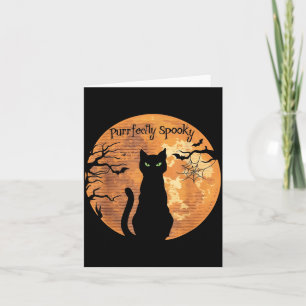 Cartão Perfeitamente Assustador Gato Preto no Halloween A