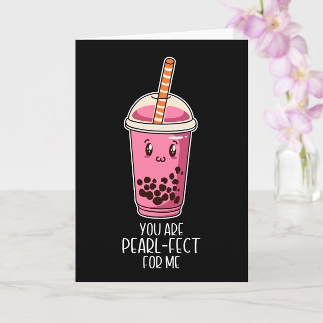 Cartão Perfeito para mim chá de bolhas com pérolas kawaii (Orquídea)