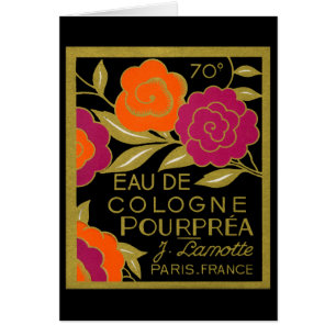 Cartão Perfume de 1920 Eau de Água de Colônia Pourprea