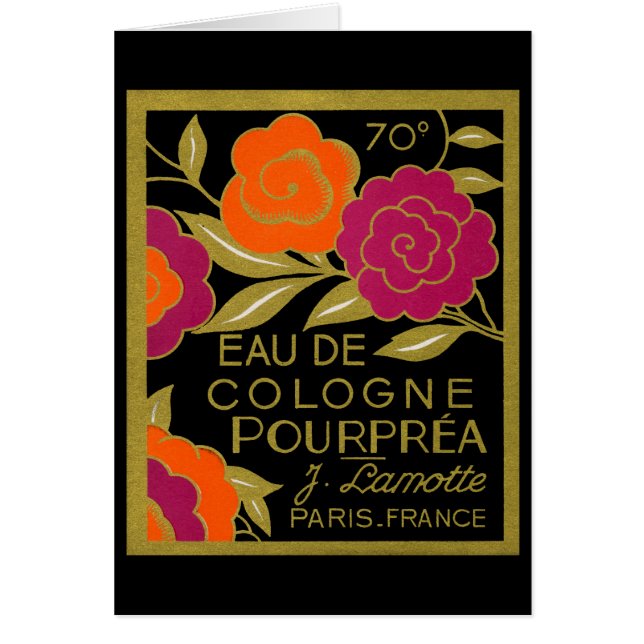 Cartão Perfume de 1920 Eau de Água de Colônia Pourprea (Frente)
