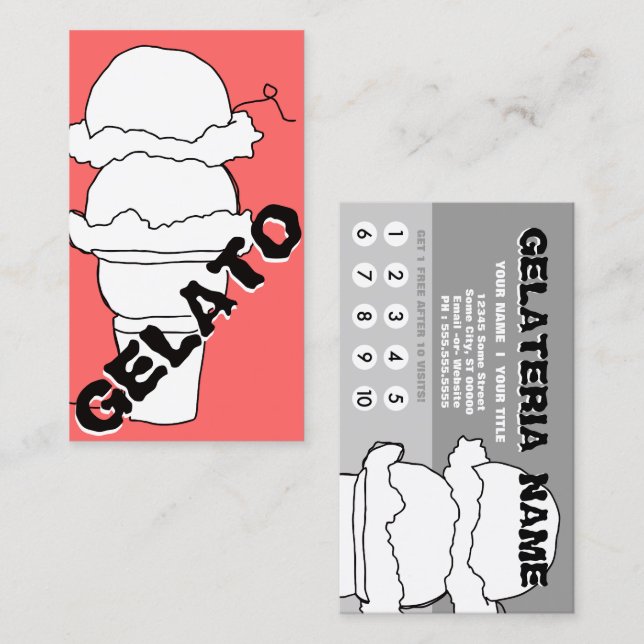 cartão perfurável gelato (Frente/Verso)