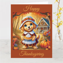 Pergrim Puppy com Pumpkin Pie no Dia de Ação de Gr