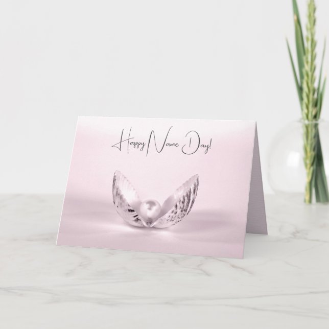 Cartão Pérola Do Dia De Nome Em Seashell (Frente)