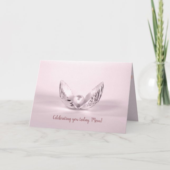 Cartão pérola rosa na Mãe de concha Aniversário (Frente)