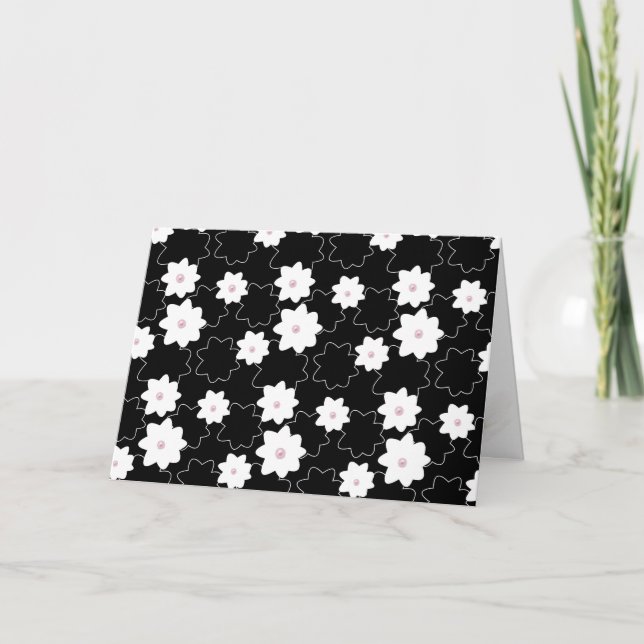 Cartão Pérolas cor-de-rosa no aniversário das flores (Frente)