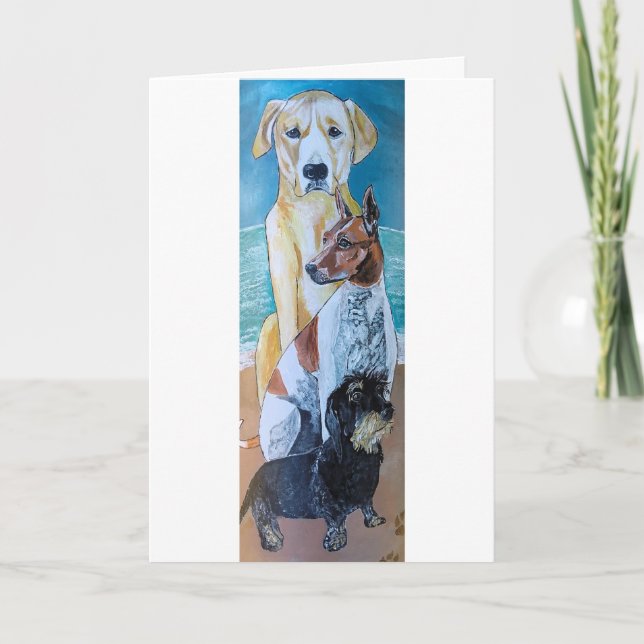 Cartão Perros en la Playa Pintura de Alfred Fox (Frente)