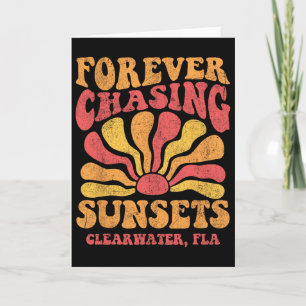 Cartão Perseguindo Pôr do Sol em Clearwater Flórida Praia
