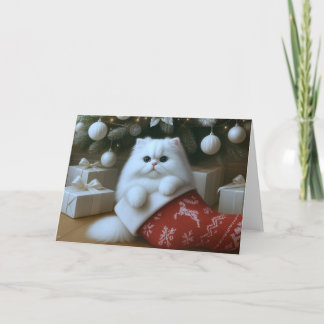 Cartão Persian Cat Christmas Stocking