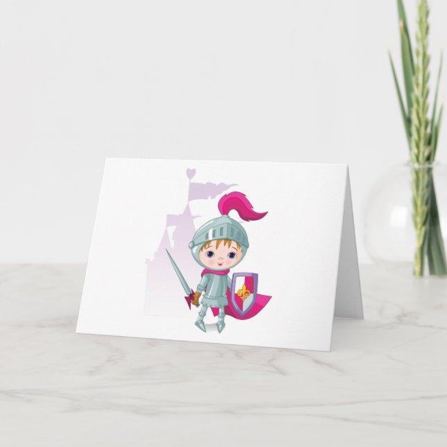Cartão Personagem Cavaleiro Infantil com Espada Escudo (Frente)