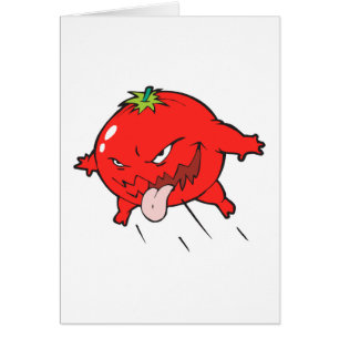 Cartão personagem de desenho animado de tomate podre