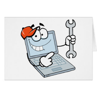 Cartão Personagem de desenho animado do laptop que