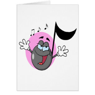 Cartão personagem de desenho animado nota musical música