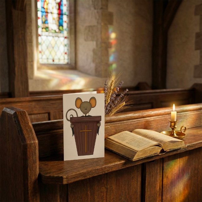 Cartão Personagem de rato engraçado da igreja cristã (Criador carregado)
