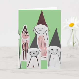 Cartão Personagens de Natal Pequeninos Desenhados à Mão