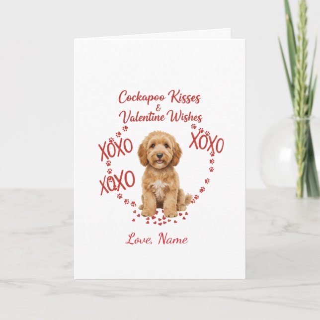 Cartão Personalised Cockapoo Kisses Valentine Wishes (Frente)