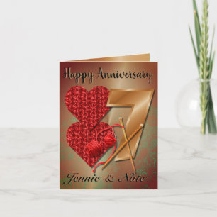 Cartão Personalised Copper And Wool 7 Year Anniversary