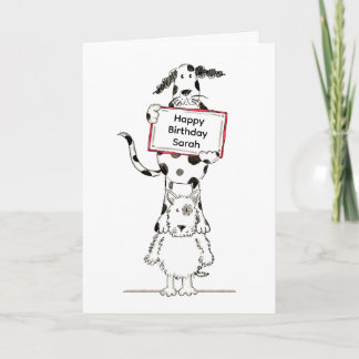 Cartão Personalised Cute Dog Acrobats Birthday Card
