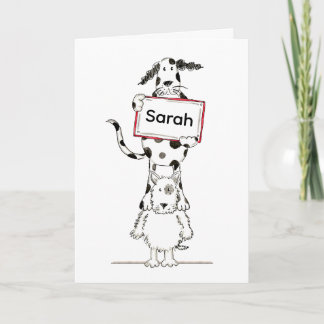 Cartão Personalised Cute Dog Acrobats Birthday Card