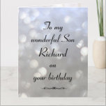 Cartão Personalised Son Birthday<br><div class="desc">Stylish personalised Birthday Greeting Card for Son</div>