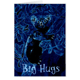 Cartão Personalização do Urso Koala em Árvore Azul