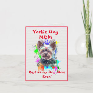 Cartão Personalizada Yorkie Mãe Cachorro Mais Louco Dama