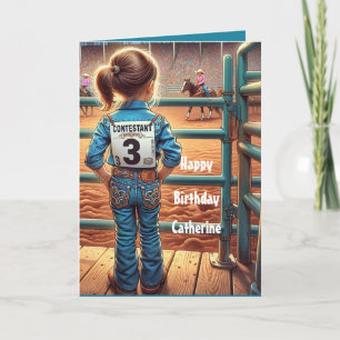 Cartão Personalizado aniversário de 3 anos Rodeo da Peque