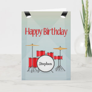 Cartão Personalizado com Conjunto de Tambores de Nome com