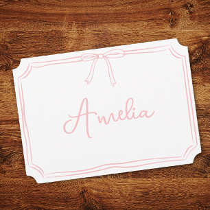 Cartão Personalizado com Nome Manuscrito e Laço Ro
