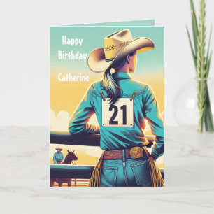 Cartão Personalizado de aniversário de 21 anos Rodeio de
