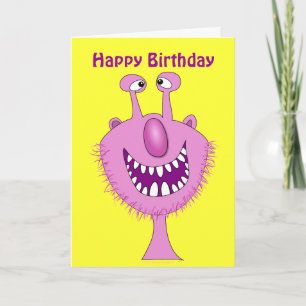 Cartão Personalizado de Aniversário Feliz de Monst