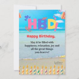 CARTÃO PERSONALIZADO DE ANIVERSÁRIO NA PRAIA